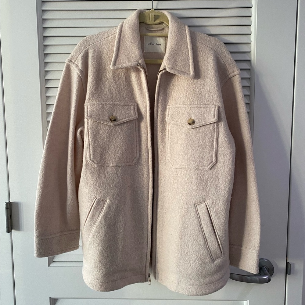 ARITZIA WILFRED Heartland Oversized Shirt Jacket in Heather Bone